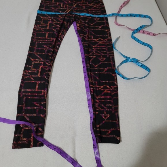 OS Lularoe Leggings Abstract line pattern orange red purple - Picture 8 of 11